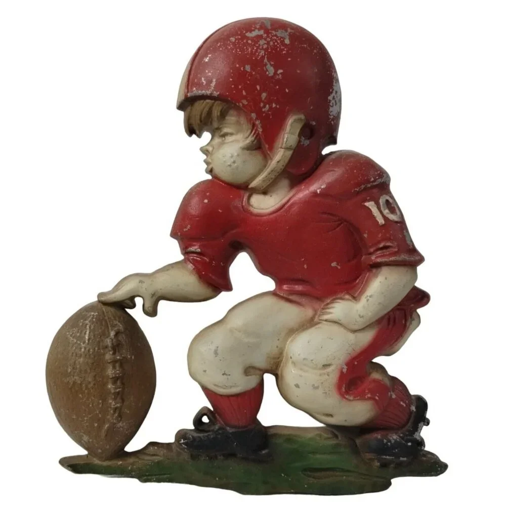 Vintage Sexton Football Players Cast Aluminum Wall Hangers 2 PCS Field Goal 70s